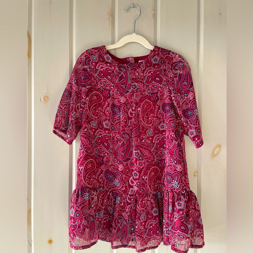 CRAZY 8 girls burgundy sheer shirt dress/tunic with paisley print.  Size 5T